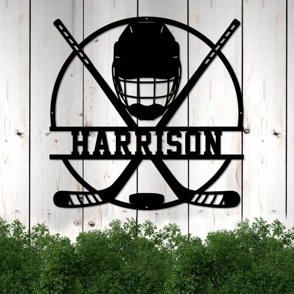 Hockey Stick Custom Metal Wall Art Personalized Air Hockey Metal Signs