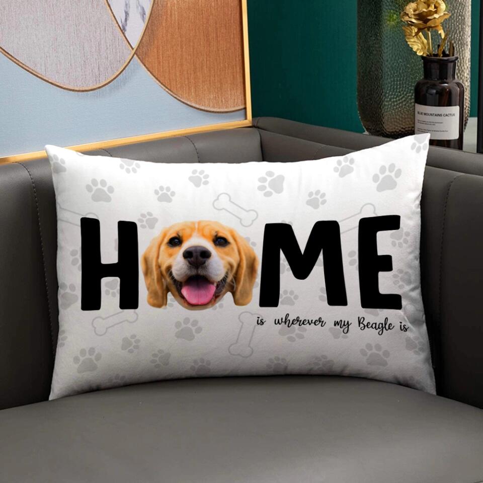 Home Is Where My Pet Is, Personalized Upload Photo Rectangular Pillow, Gift For Pet Lovers, Dog Cat Owners