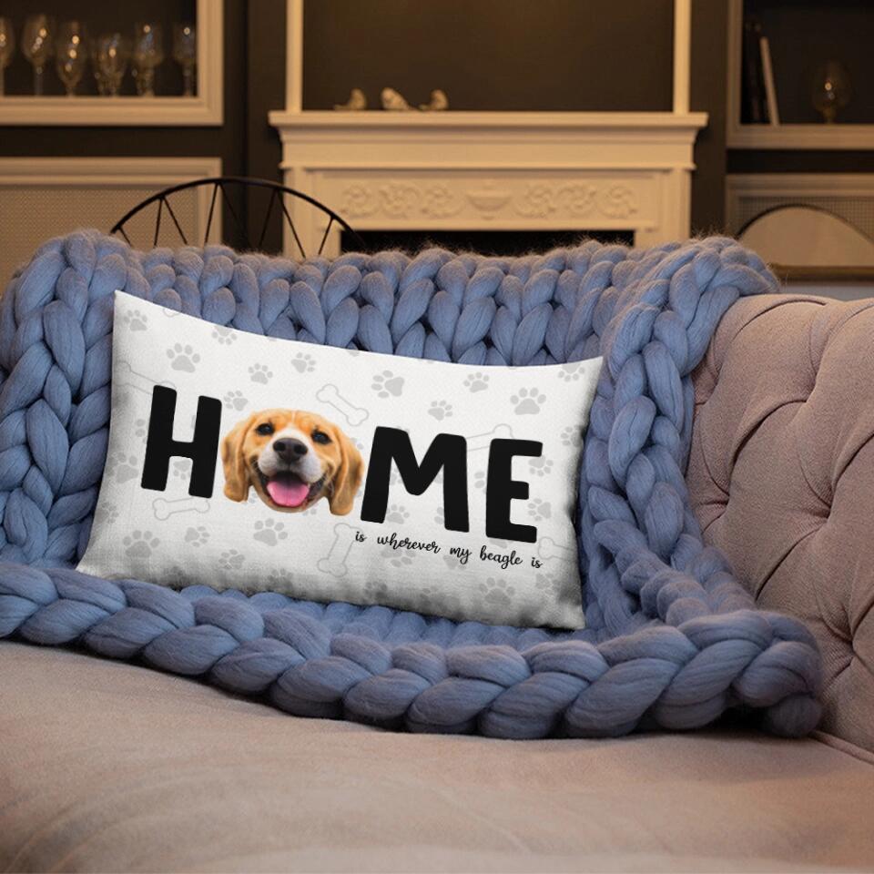 Home Is Where My Pet Is, Personalized Upload Photo Rectangular Pillow, Gift For Pet Lovers, Dog Cat Owners
