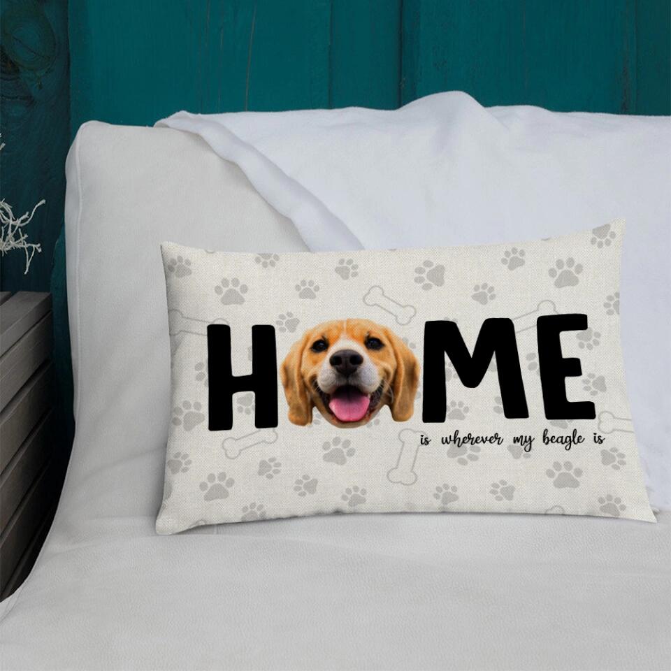 Home Is Where My Pet Is, Personalized Upload Photo Rectangular Pillow, Gift For Pet Lovers, Dog Cat Owners