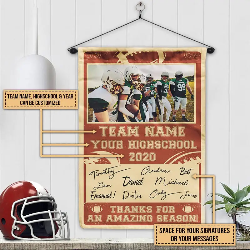 Thank For An Amazing Season - Personalized Flag - Gift for Football Team