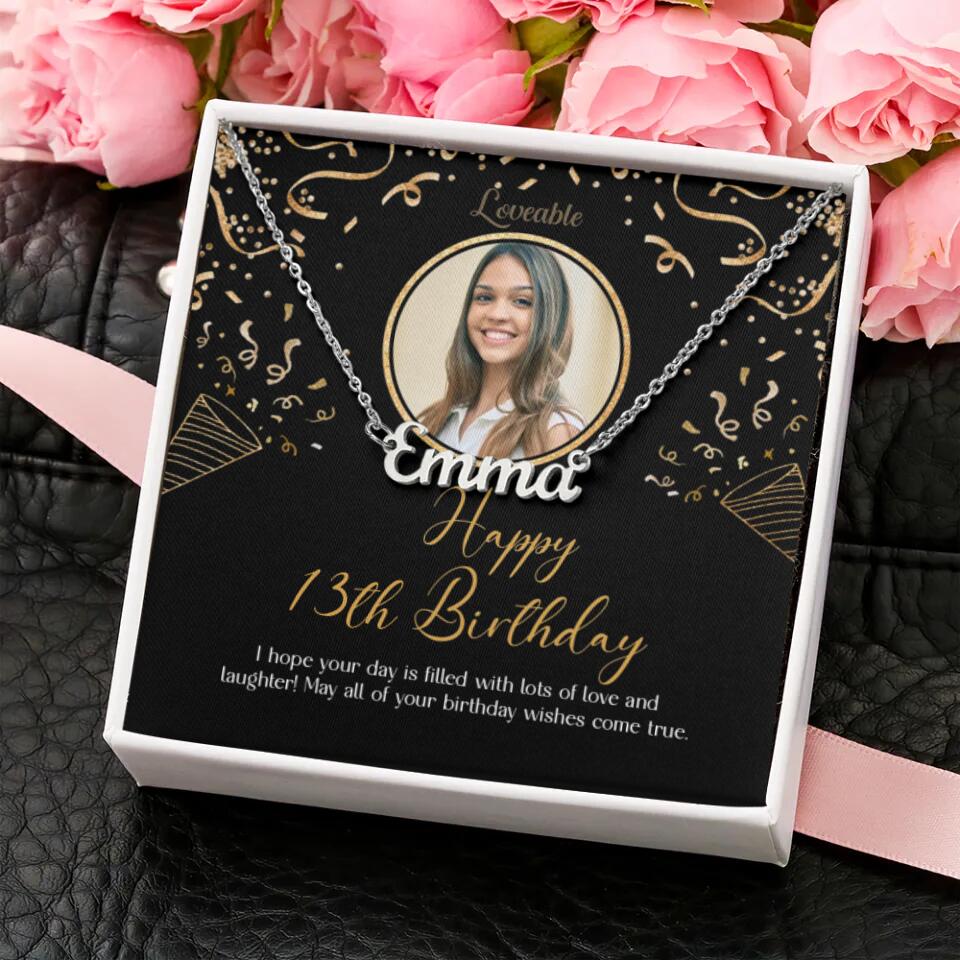 I Hope Your Day is Filled with Lots of Love and Laughter - Personalized Necklace - Birthday Gift for Girls Daughter Niece Girlfriend