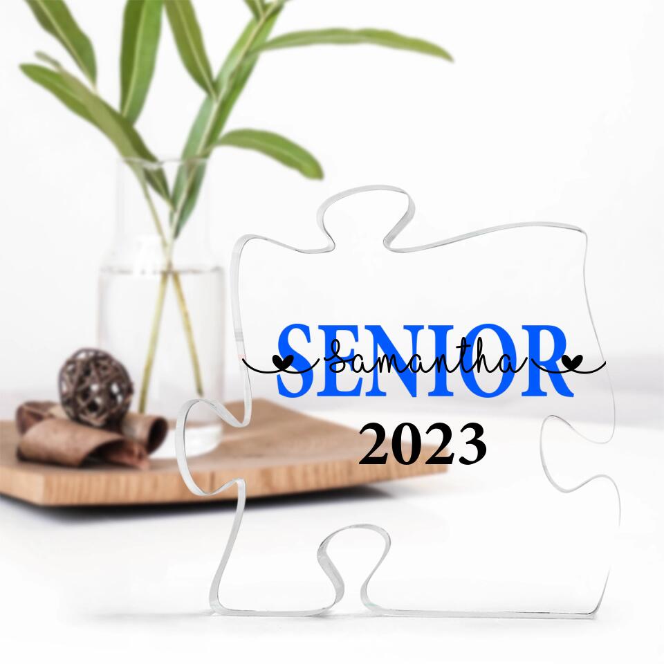 Custom Name & Year Acrylic Plaque, Personalized Graduation Gift for Seniors, Puzzle Piece Acrylic Desk Sign