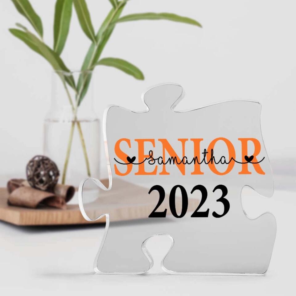 Custom Name & Year Acrylic Plaque, Personalized Graduation Gift for Seniors, Puzzle Piece Acrylic Desk Sign