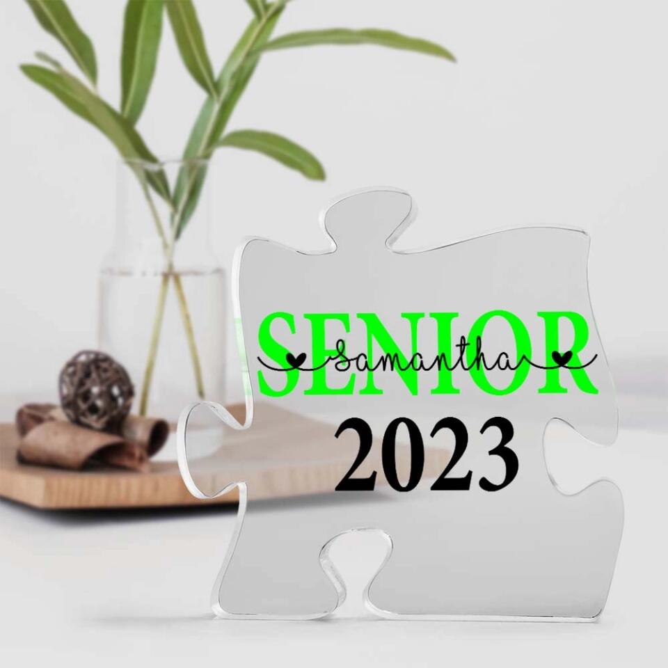 Custom Name & Year Acrylic Plaque, Personalized Graduation Gift for Seniors, Puzzle Piece Acrylic Desk Sign