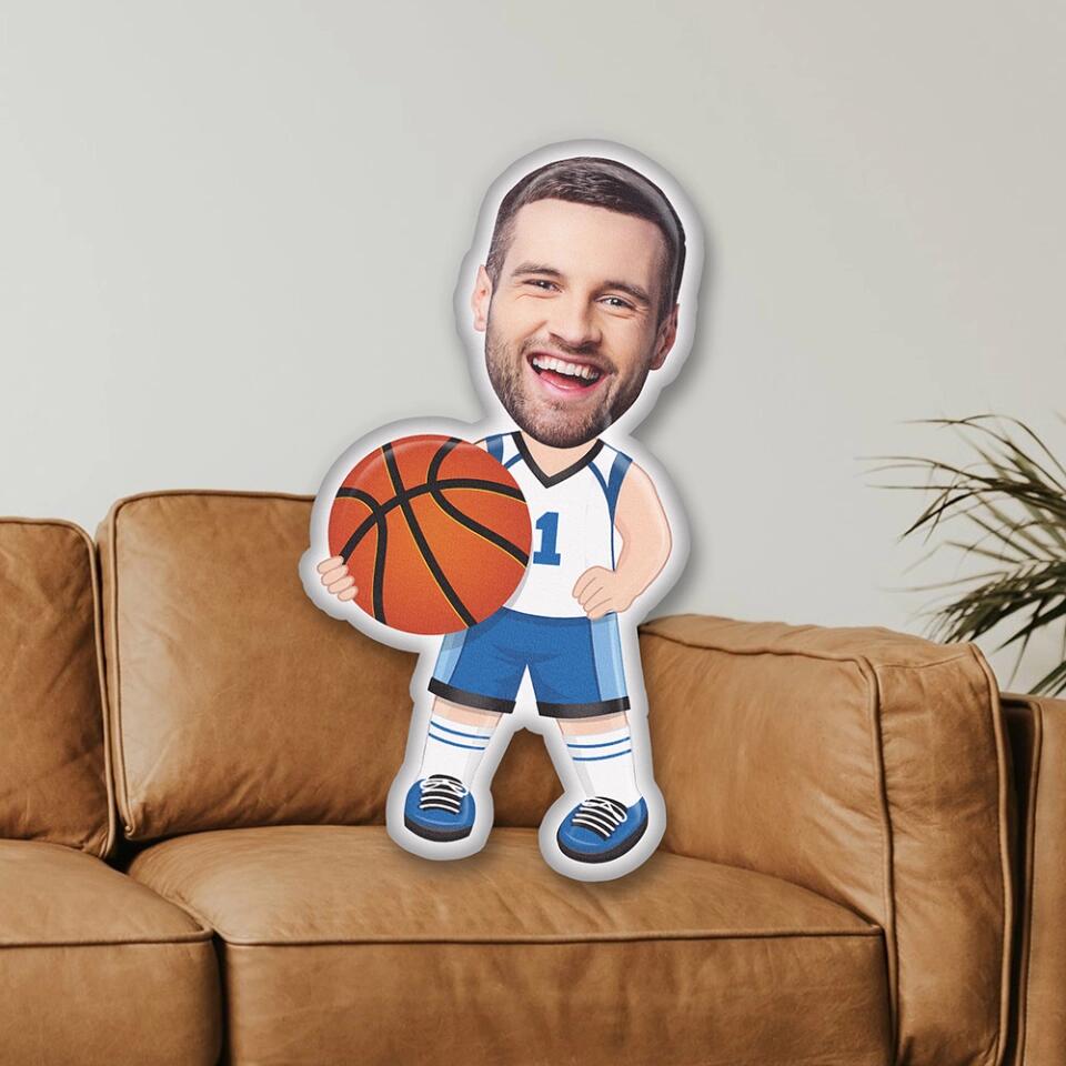 Custom Face and Number Pillow Gift For Basketball Lovers