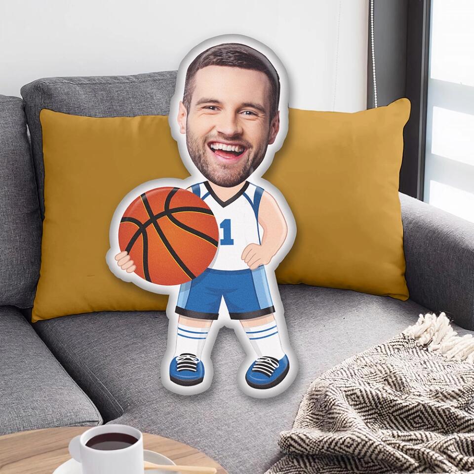 Custom Face and Number Pillow Gift For Basketball Lovers