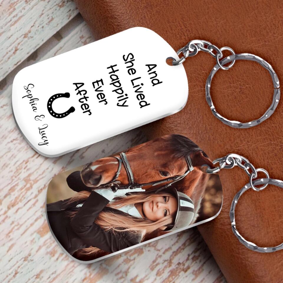 Hear The Wind And Think Of Me - Personalized Photo Stainless Steel Keychain - Gift for Horse Lovers