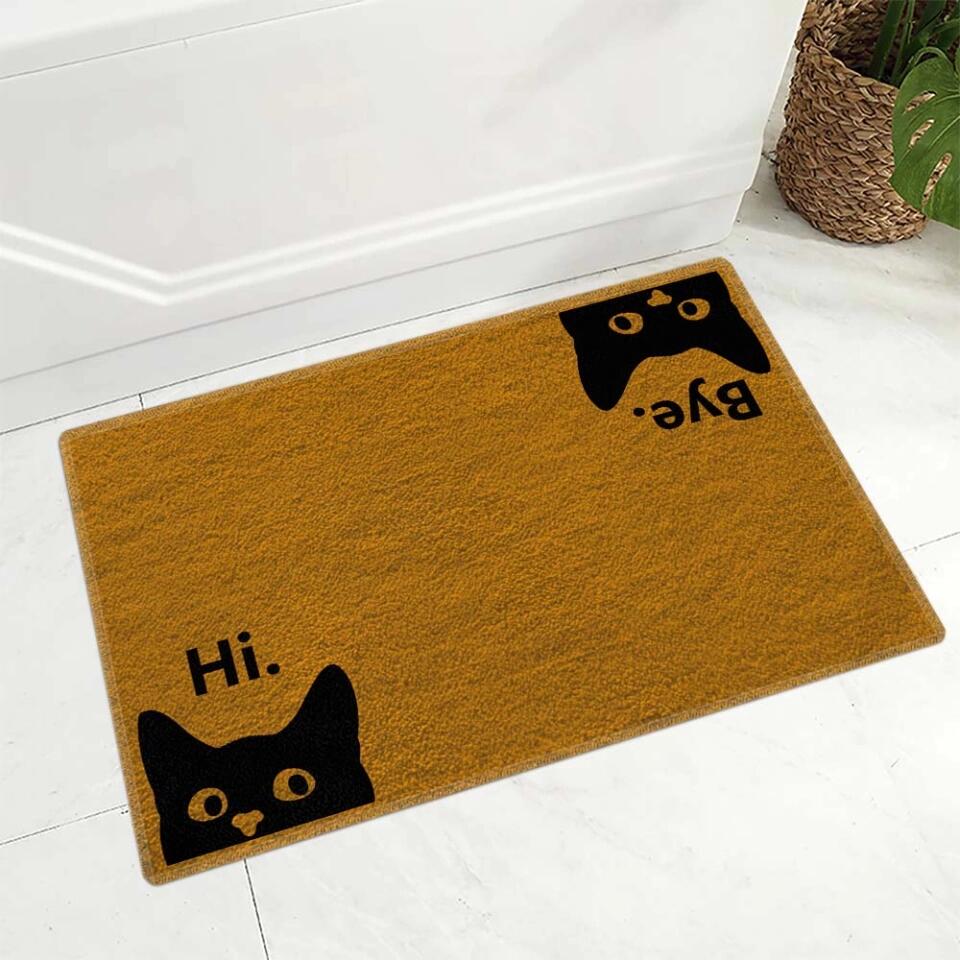 Hello Goodbye Hi and Bye Cat/Dog - Personalized Doormat