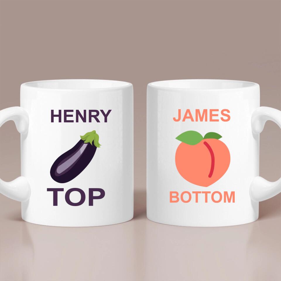 Funny Eggplant Top Peach Bottom Custom Mug Anniversary Gift