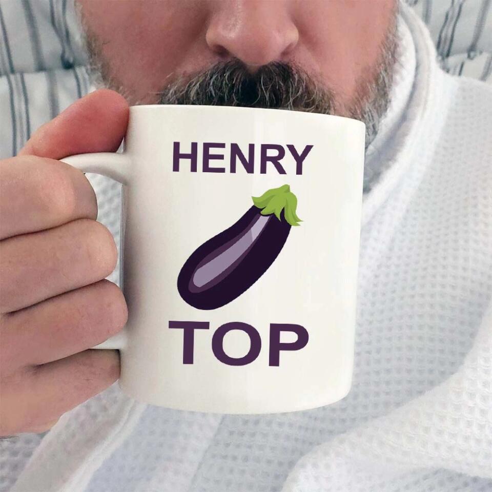 Funny Eggplant Top Peach Bottom Custom Mug Anniversary Gift