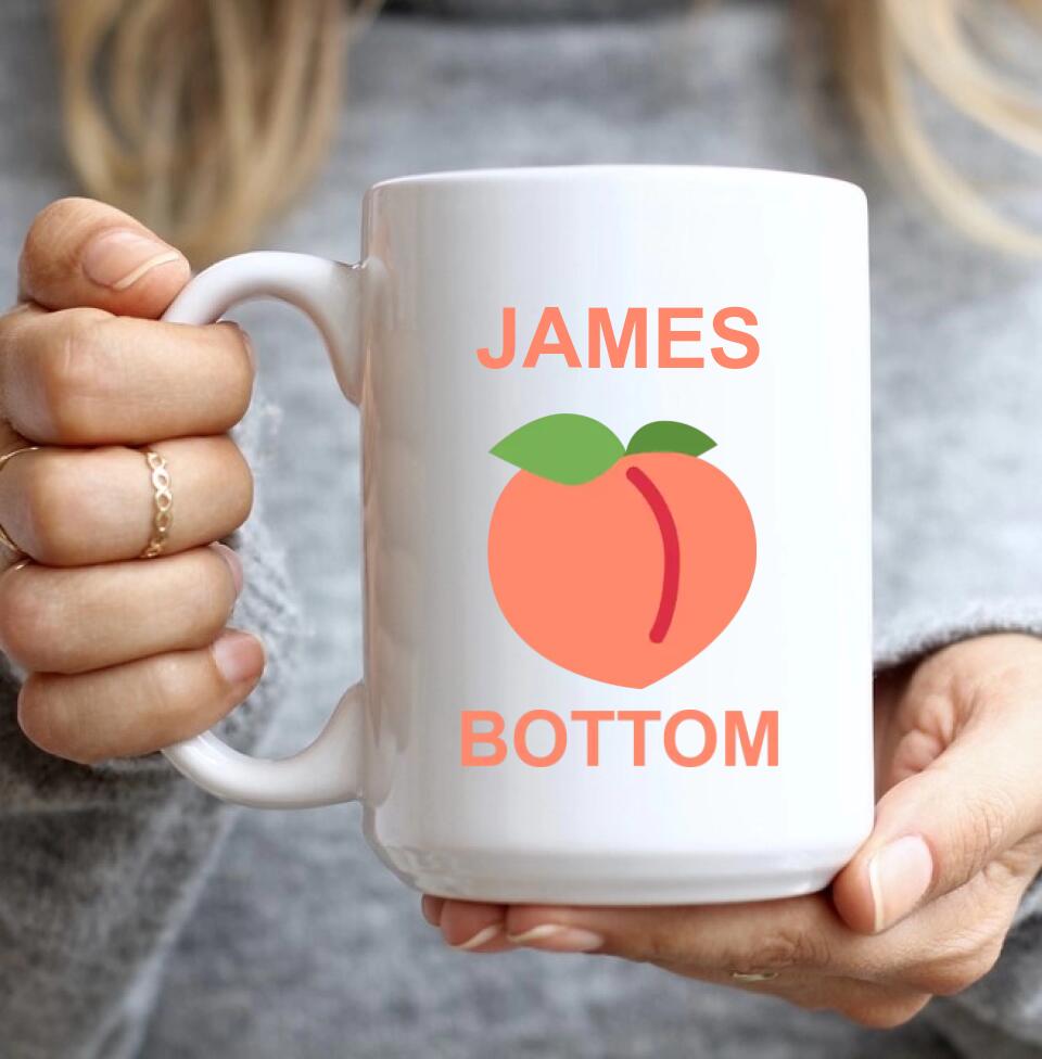 Funny Eggplant Top Peach Bottom Custom Mug Anniversary Gift