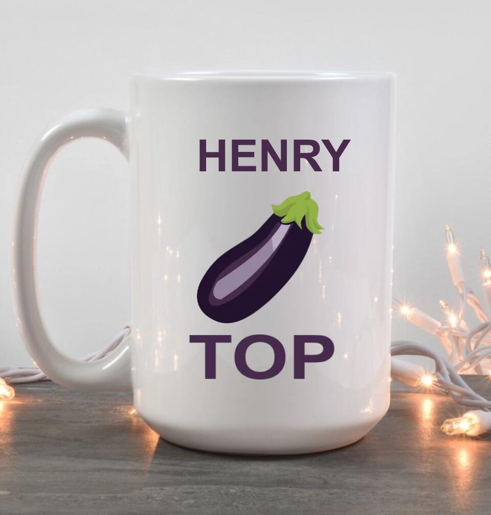 Funny Eggplant Top Peach Bottom Custom Mug Anniversary Gift