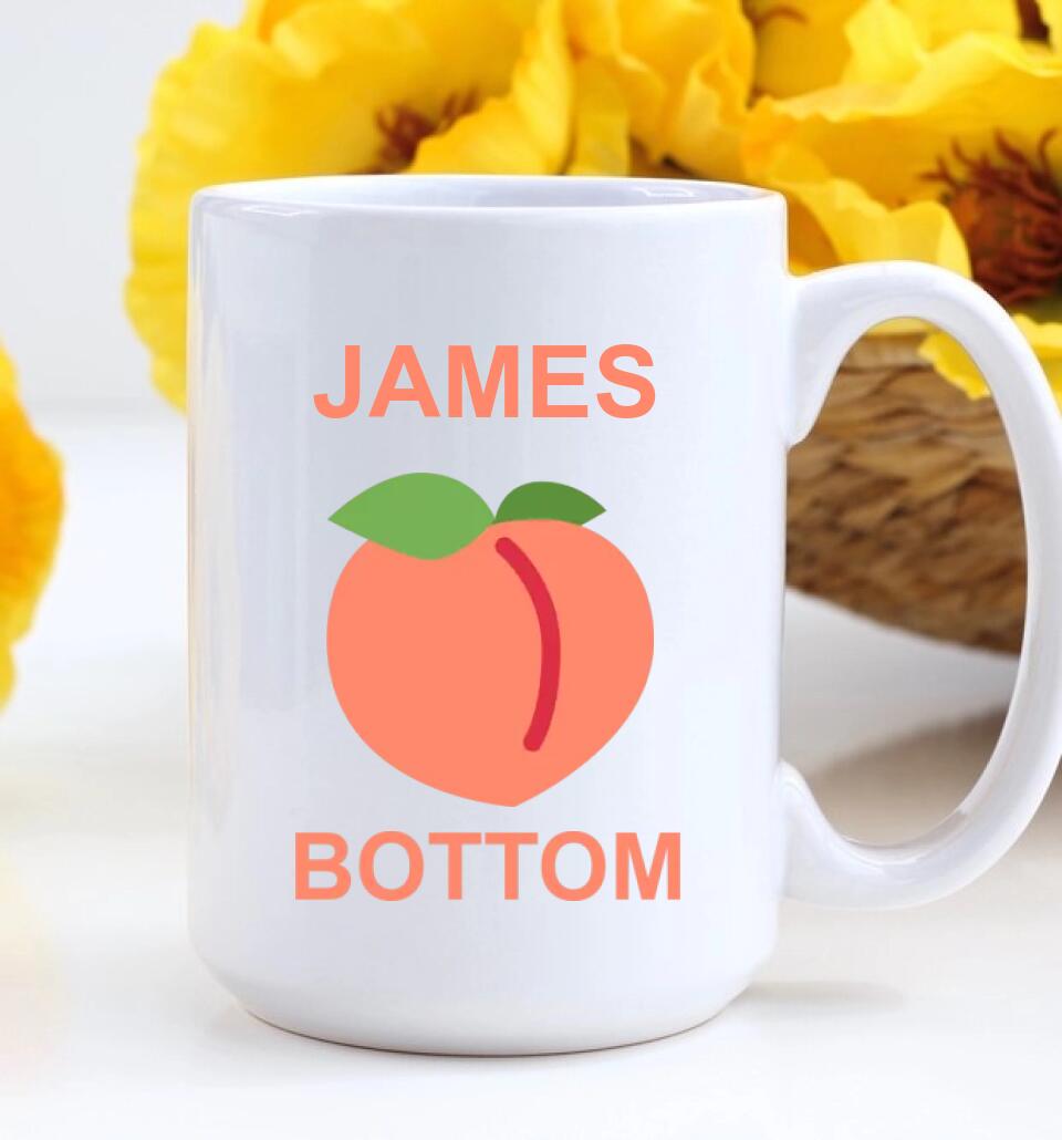 Funny Eggplant Top Peach Bottom Custom Mug Anniversary Gift