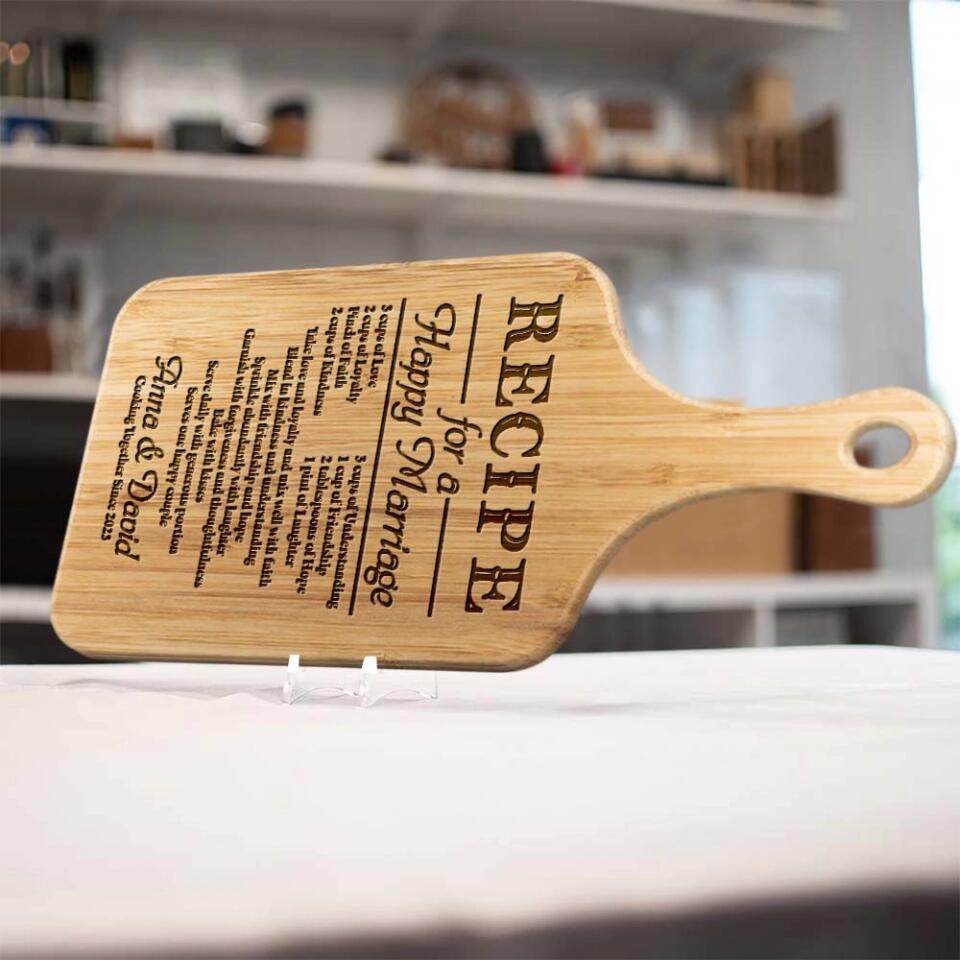 Recipe for a Happy Marriage - Personalized Cutting Board