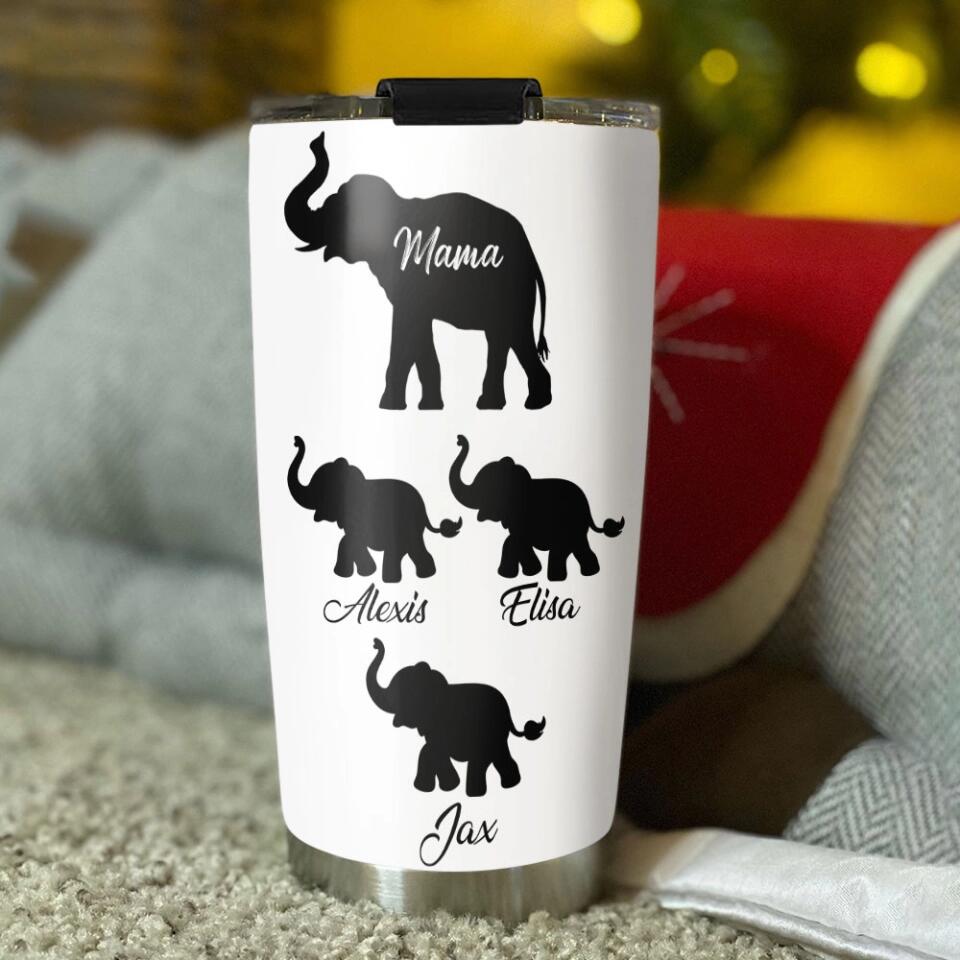 Elephant Mama And Elephant KidsPersonalized Tumbler