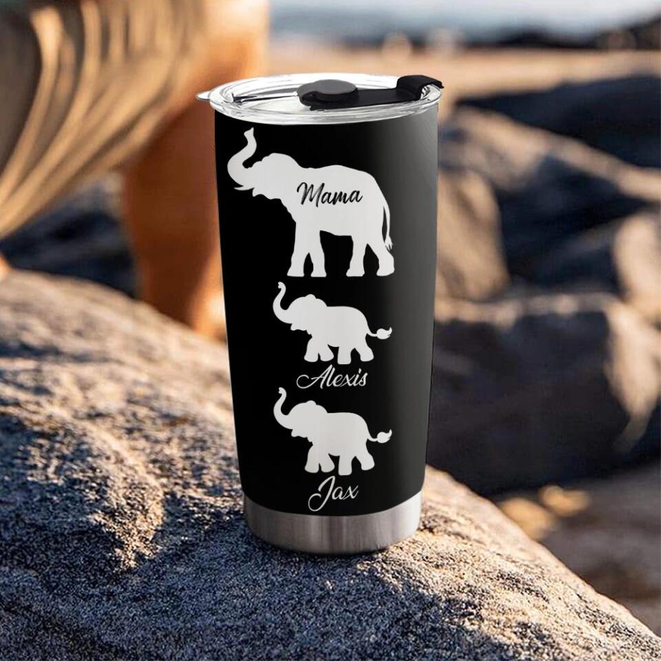 Elephant Mama And Elephant KidsPersonalized Tumbler