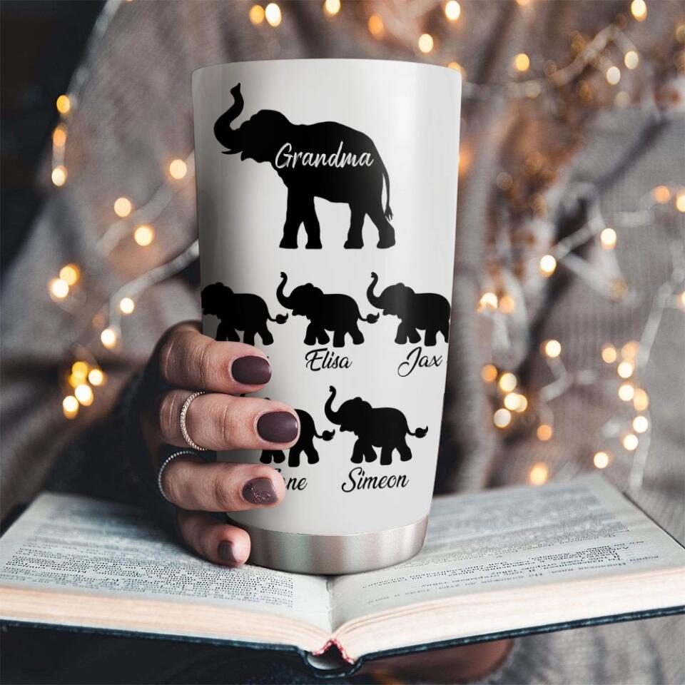 Elephant Mama And Elephant KidsPersonalized Tumbler