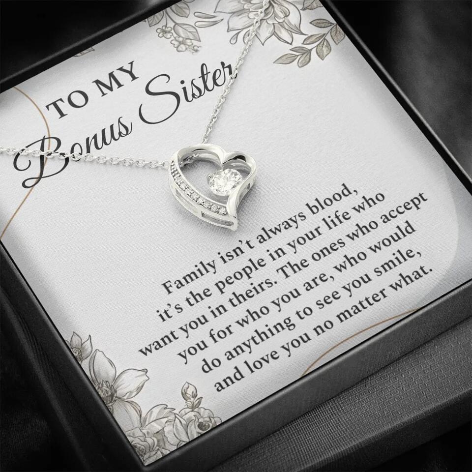 To My Bonus Sister Family Isn't The Blood Personalized Necklace