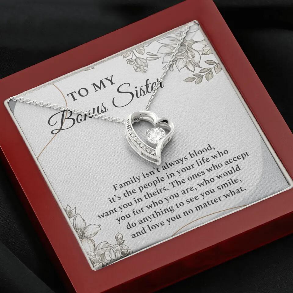 To My Bonus Sister Family Isn't The Blood Personalized Necklace