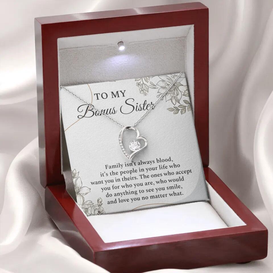 To My Bonus Sister Family Isn't The Blood Personalized Necklace