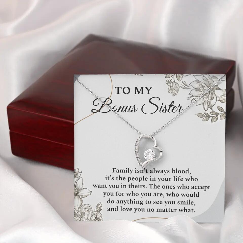 To My Bonus Sister Family Isn't The Blood Personalized Necklace
