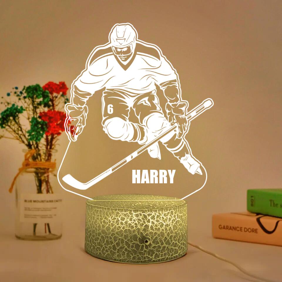 Custom Hockey Player with Name - Personalized Led Light - Gift For Hockey Coaches, Hockey Fan