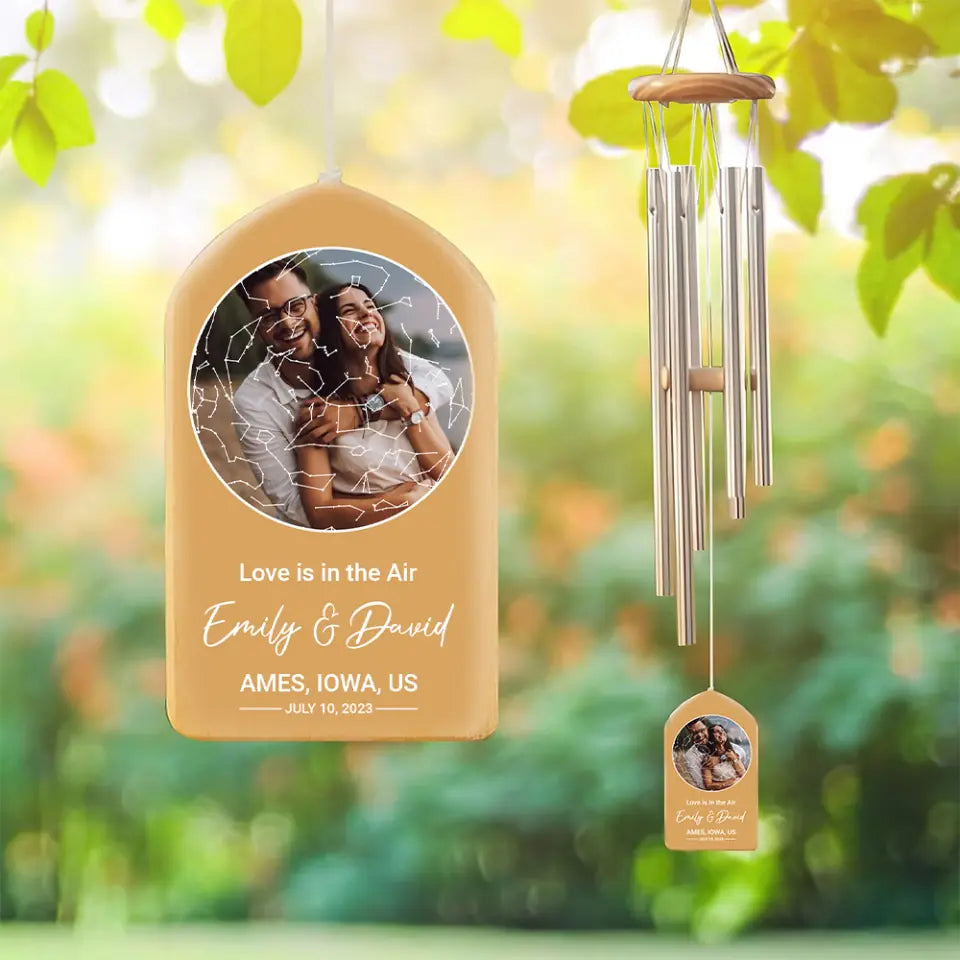 Love Is In The Air - Housewarming Gifts - Custom Wind Chimes - Anniversary Gift For Couples