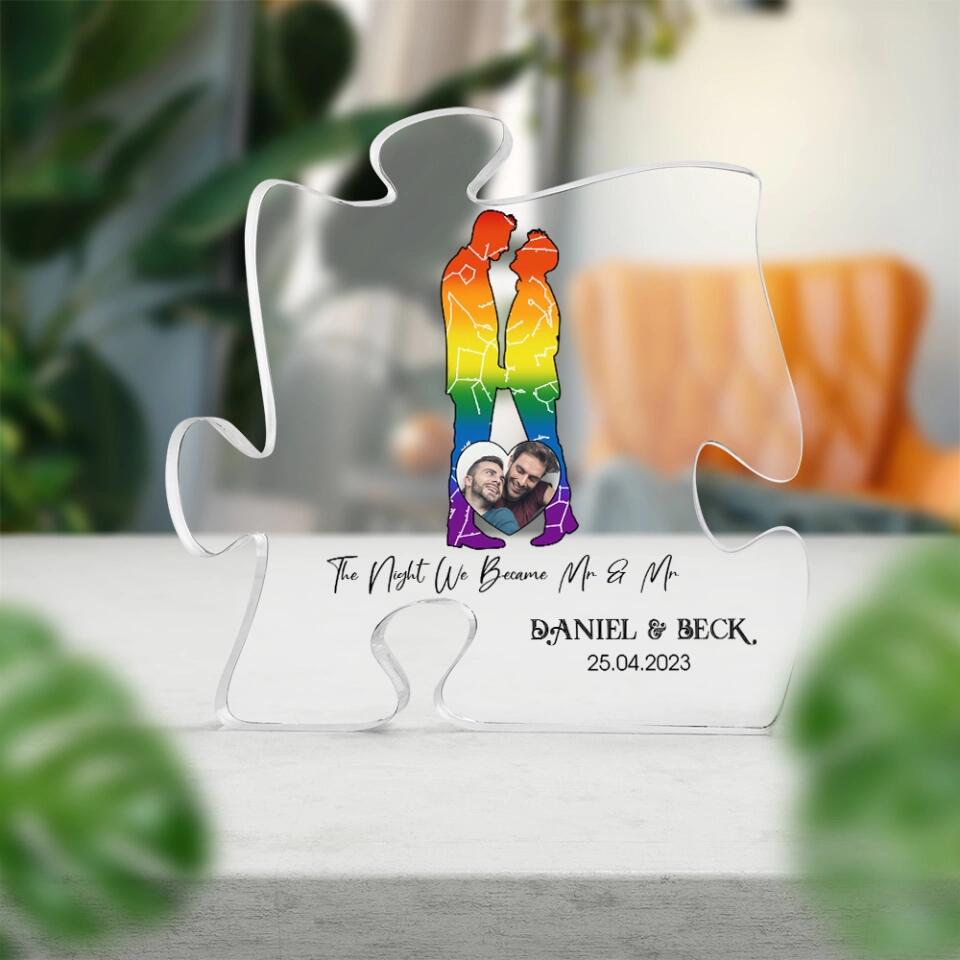 The Night We Become Mr & Mr/Mrs & Mrs - Personalized Acrylic Plaque - Star Map - Gift for LGBT Couple