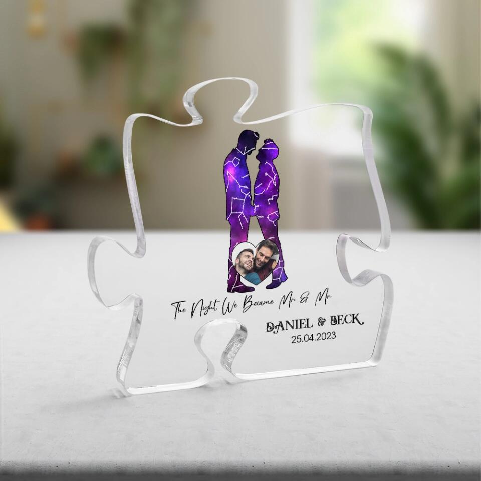 The Night We Become Mr & Mr/Mrs & Mrs - Personalized Acrylic Plaque - Star Map - Gift for LGBT Couple