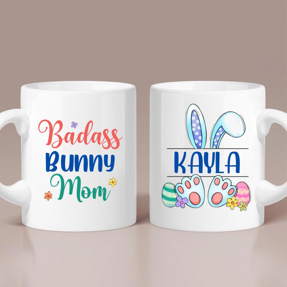 Badass Bunny Mom/Wife - Personalized Mug - Custom Nickname - Easter Day Gift for Mom or Wife