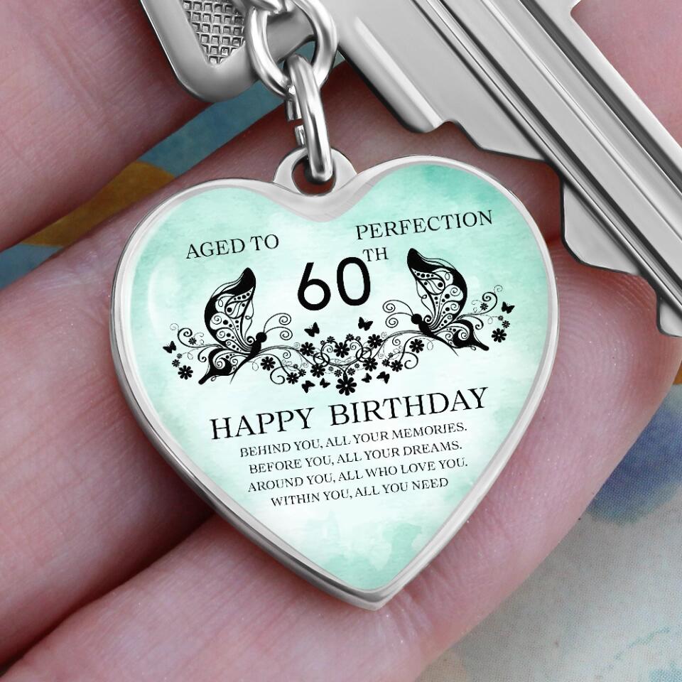 Aged To Perfection Happy Birthday Wishes Custom Necklace Keychain Birthday Gift