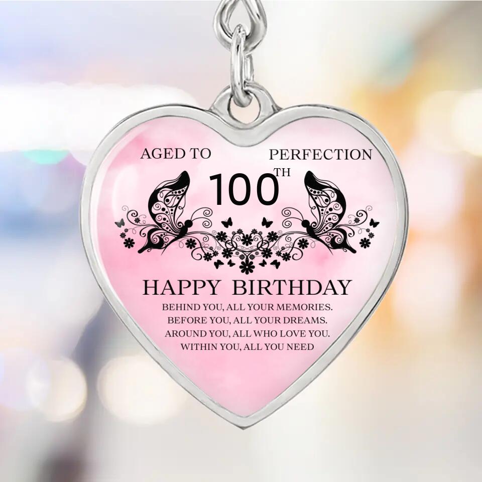 Aged To Perfection Happy Birthday Wishes Custom Necklace Keychain Birthday Gift