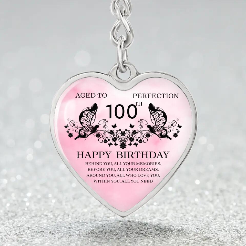 Aged To Perfection Happy Birthday Wishes Custom Necklace Keychain Birthday Gift