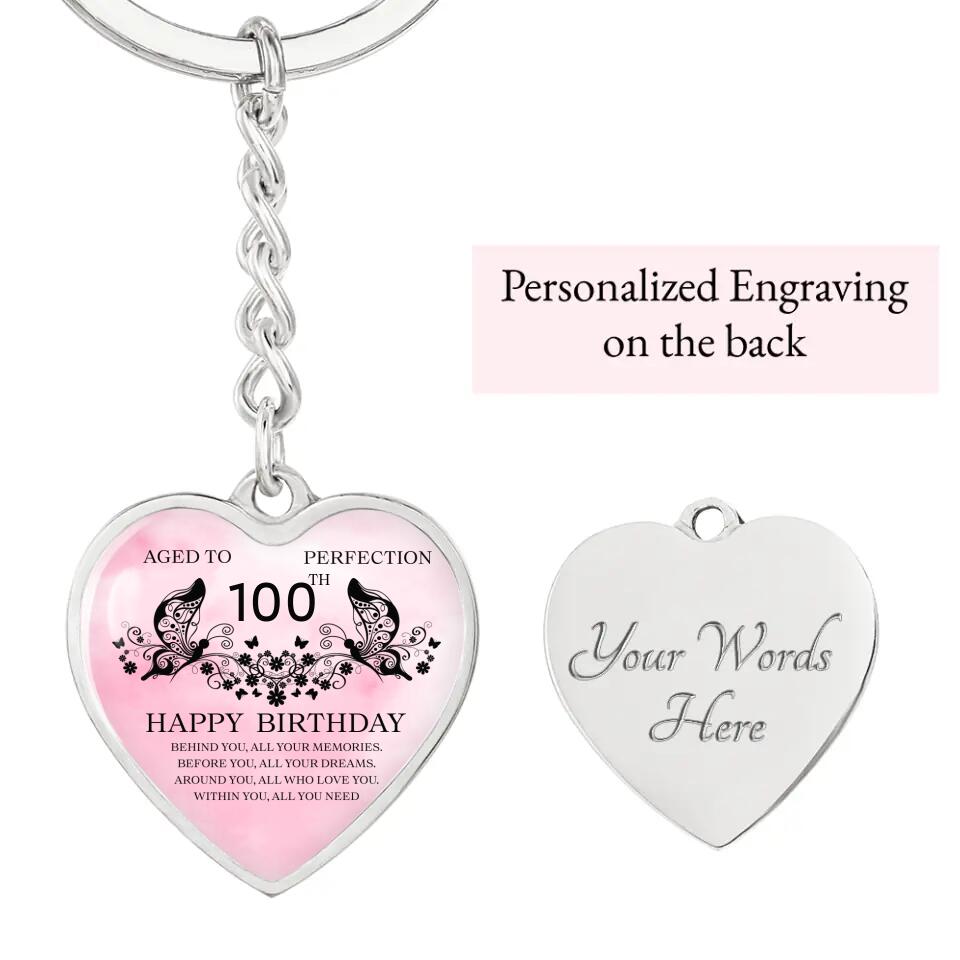 Aged To Perfection Happy Birthday Wishes Custom Necklace Keychain Birthday Gift