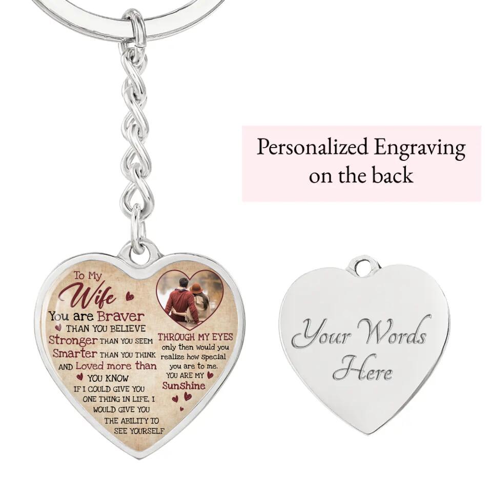 To My Wife Girlfriend Custom Necklace And Keychain Anniversary Gift For Her