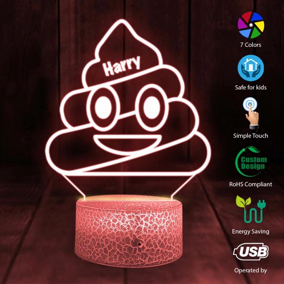 Cute Poop Face - Personalized 3D Led Lamp