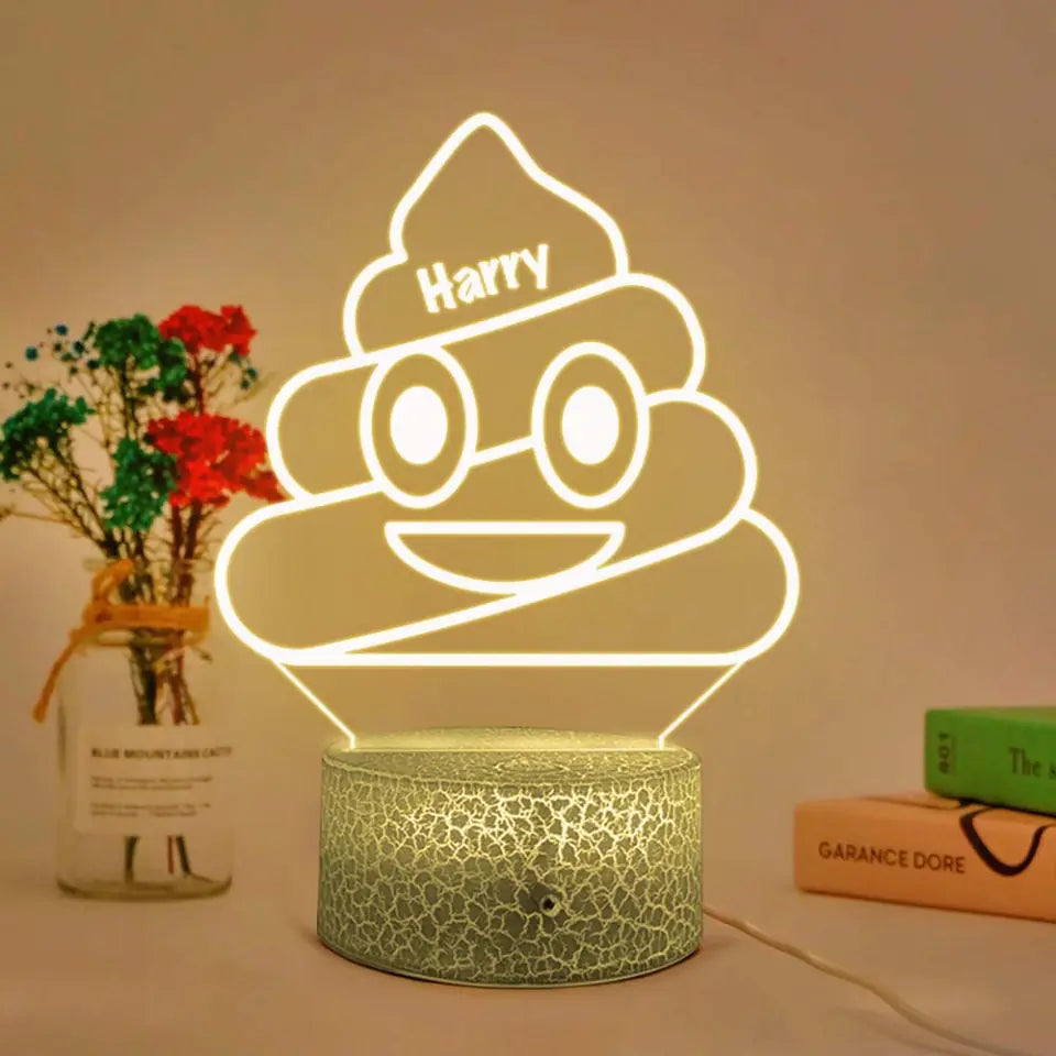 Cute Poop Face - Personalized 3D Led Lamp