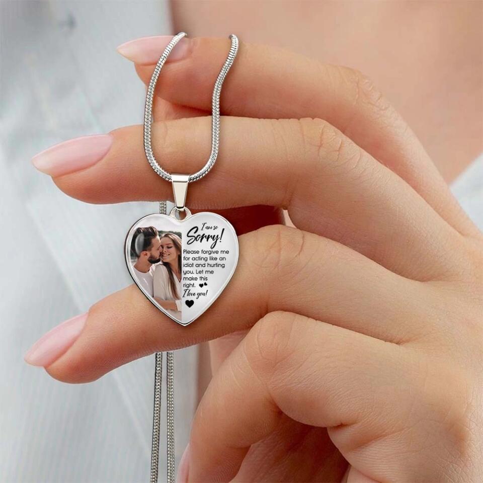 I'm So Sorry Please Forgive Me Personalized Silver Necklace