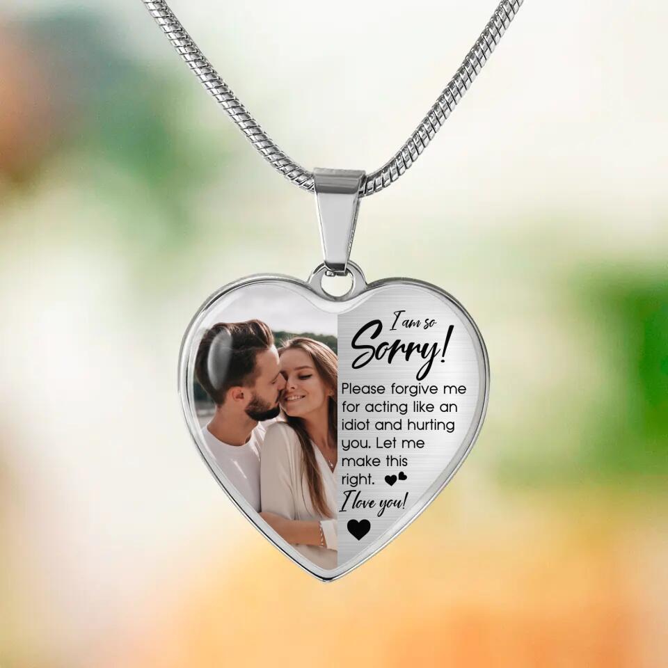 I'm So Sorry Please Forgive Me Personalized Silver Necklace