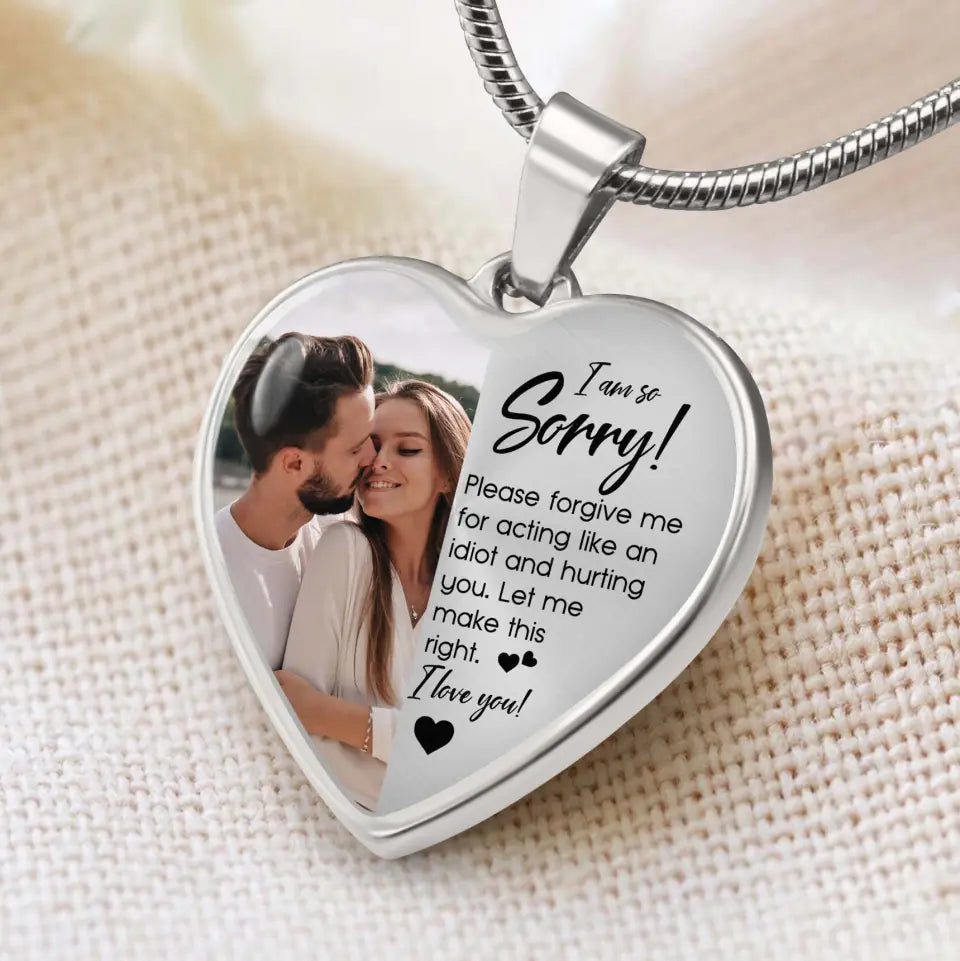 I'm So Sorry Please Forgive Me Personalized Silver Necklace