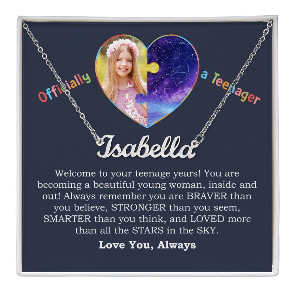 Officially a Teenager, Welcome to Your Teenager Years - Personalized Necklace - Gift for Girls, Daughter or Niece
