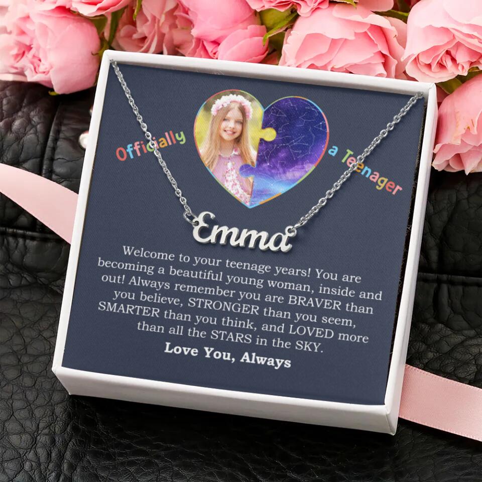 Officially a Teenager, Welcome to Your Teenager Years - Personalized Necklace - Gift for Girls, Daughter or Niece