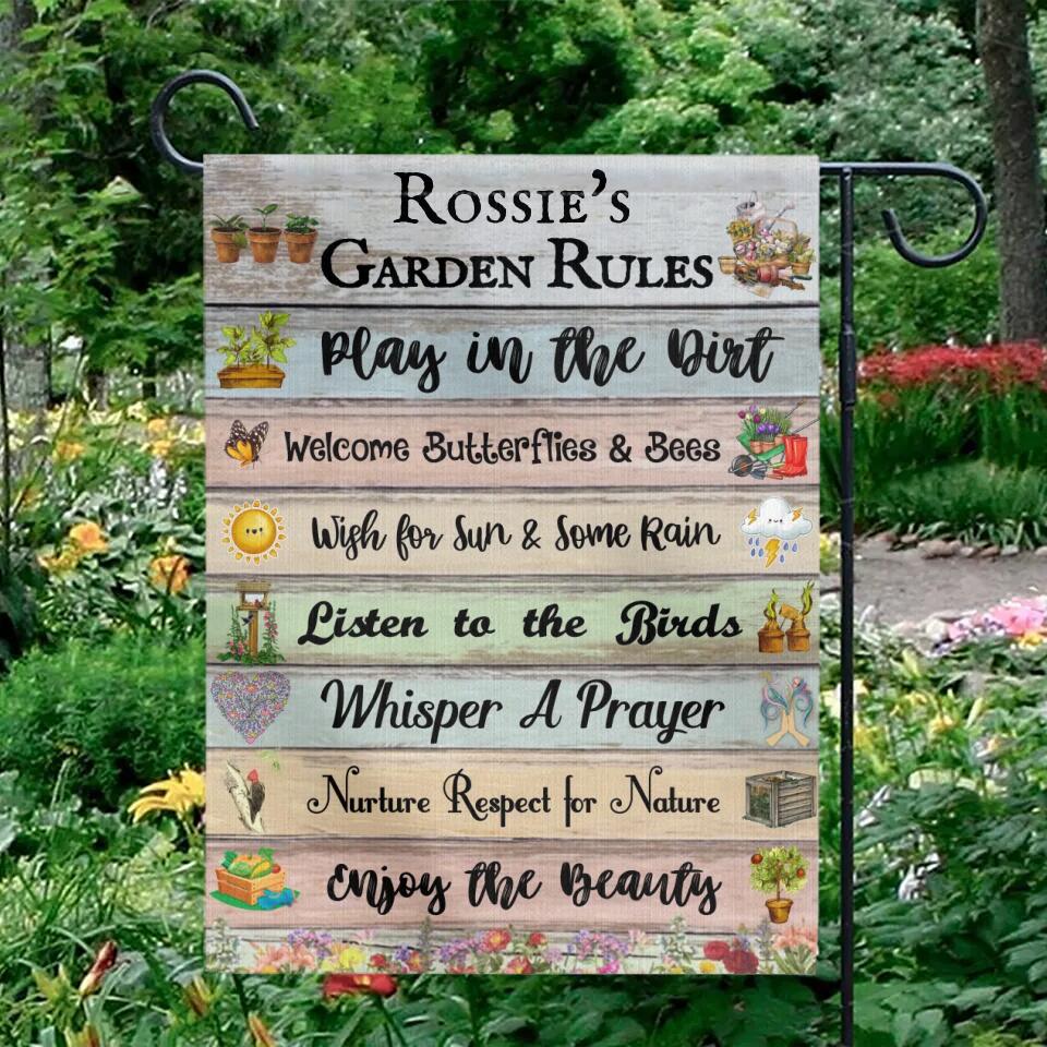 Addicted To Gardening - Garden Rules - Custom Garden Flag - Gift for Gardening Lovers