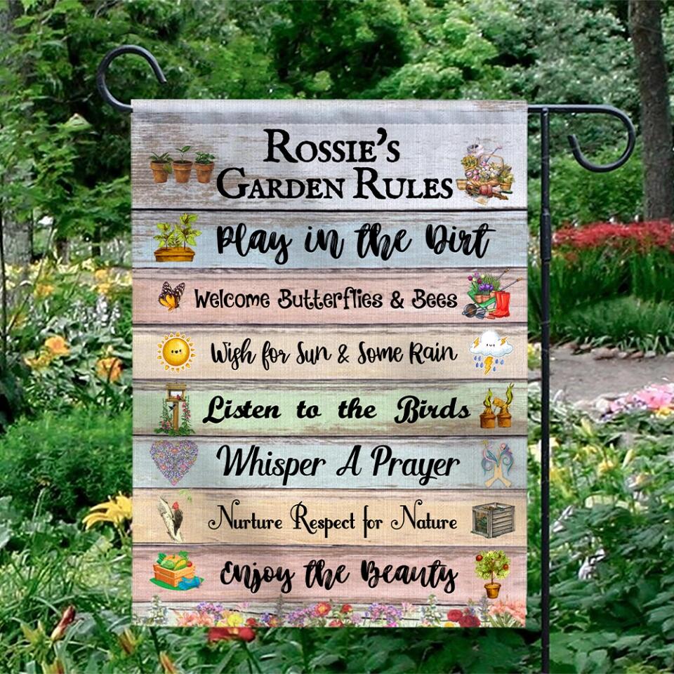 Addicted To Gardening - Garden Rules - Custom Garden Flag - Gift for Gardening Lovers