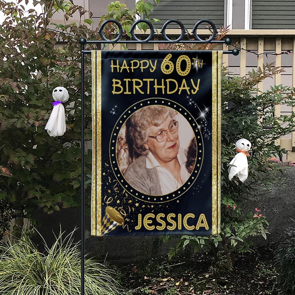 Personalized Happy Birthday Gift, Bday Party Decoration, Custom Photo Flag, Gift for Loved One