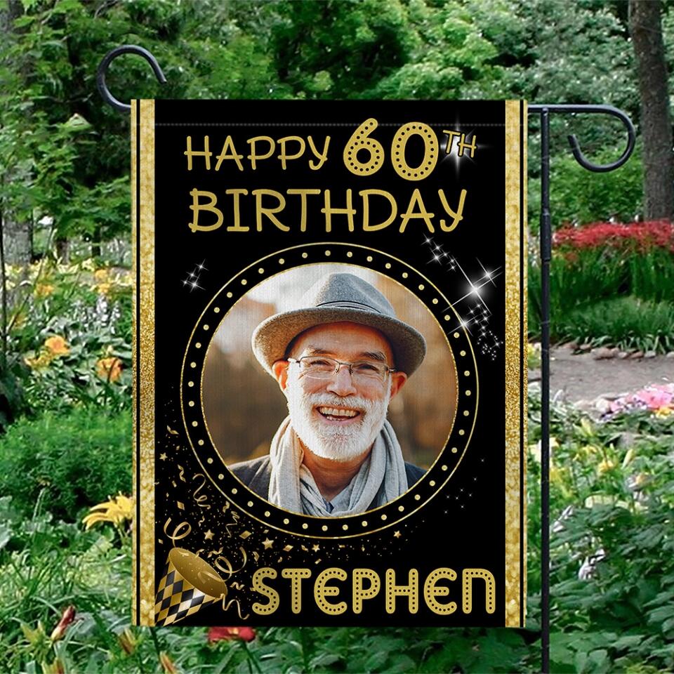 Personalized Happy Birthday Gift, Bday Party Decoration, Custom Photo Flag, Gift for Loved One