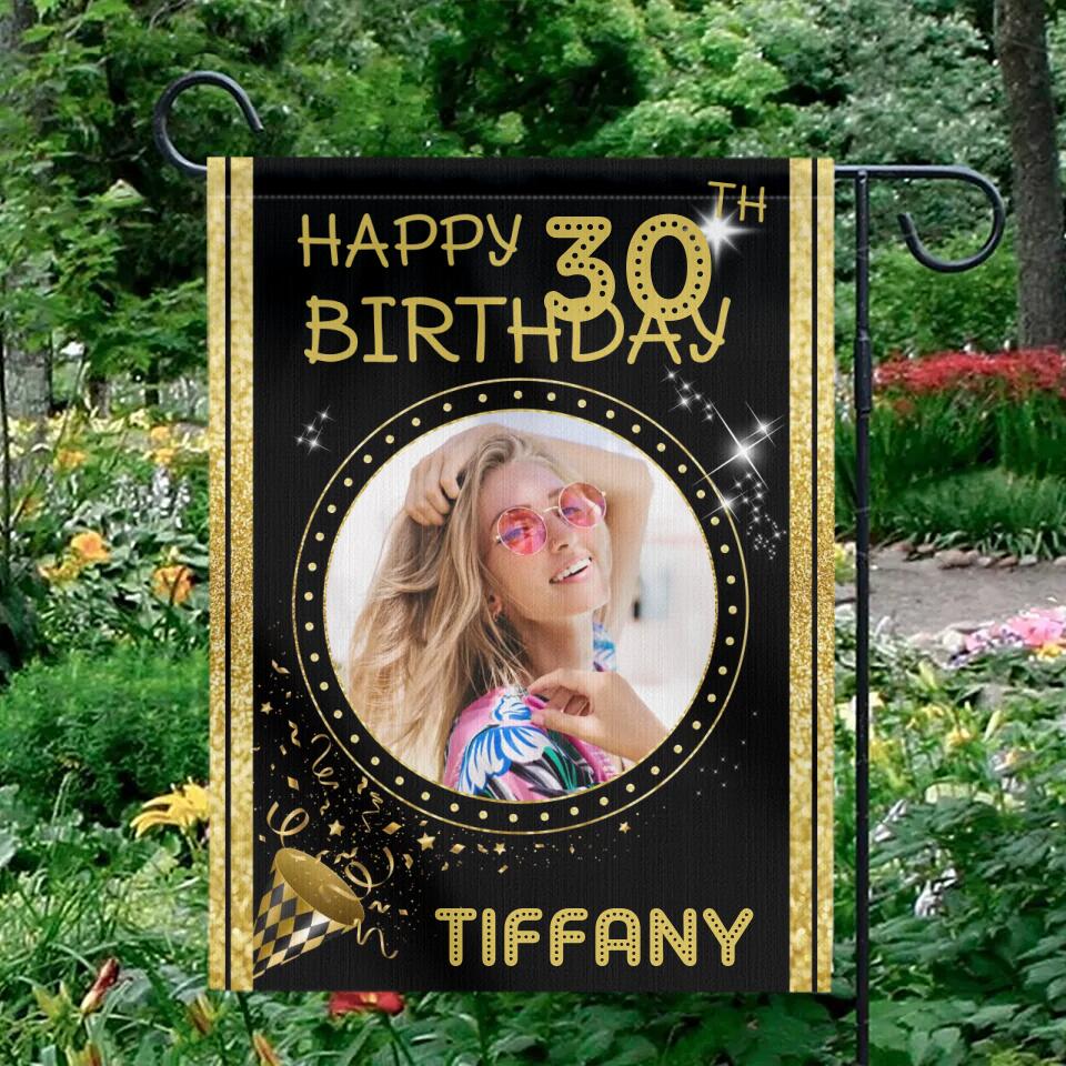 Personalized Happy Birthday Gift, Bday Party Decoration, Custom Photo Flag, Gift for Loved One