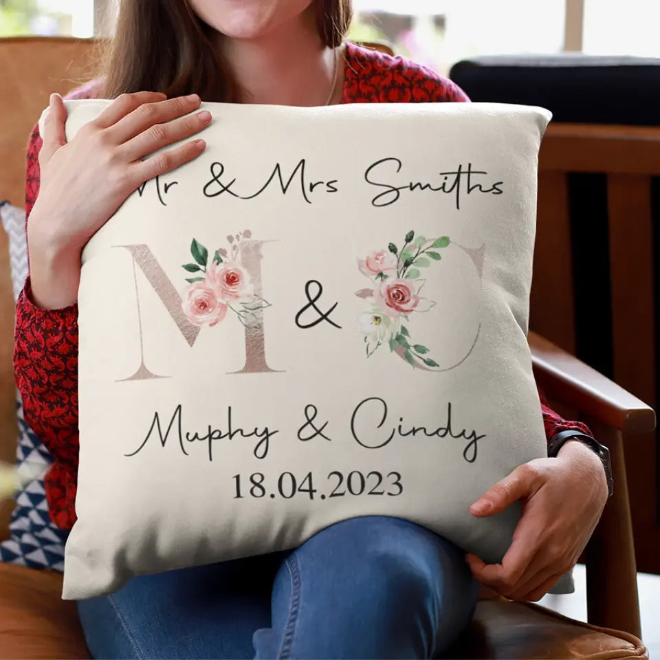 Mr And Mrs Personalised Square Pillow Couple Gifts