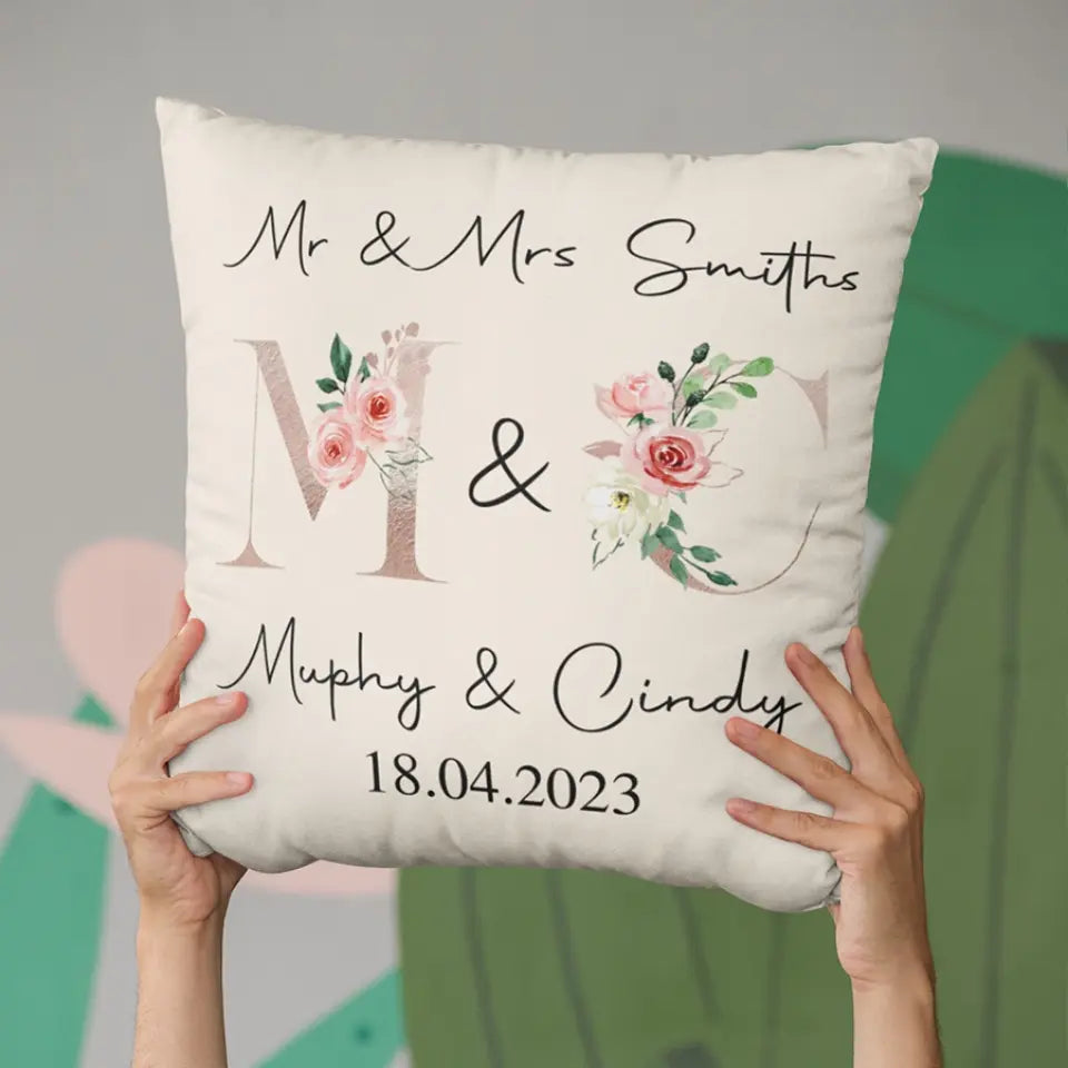 Mr And Mrs Personalised Square Pillow Couple Gifts